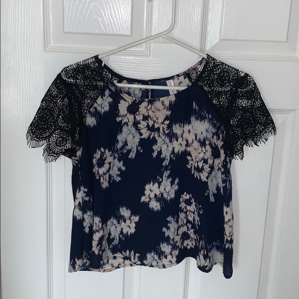 Floral and Lace Crop Top